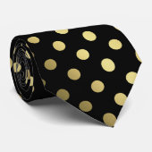 Cravate noire d'or de pois de gradient graphique (Roulé)