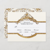 Cravate noire Elégance 2, Mariage d'or Cartes RSVP (Devant / Derrière)
