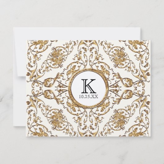 Cravate noire Elégance 2, Mariage d'or Cartes RSVP (Dos)