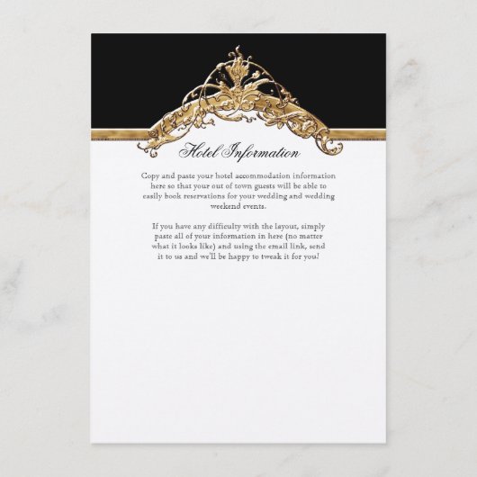 Cravate noire Elégance 2, Mariage d'or Invitations (Dos)