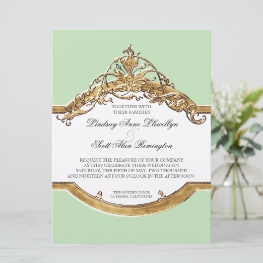 Cravate noire Elégance 2, Mariage d'or Invitations (Debout devant)