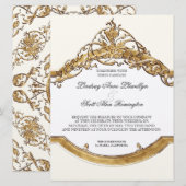 Cravate noire Elégance 2, Mariage d'or Invitations (Devant / Derrière)