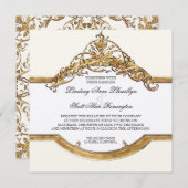 Cravate noire Elégance 2, Mariage d'or Invitations (Devant / Derrière)