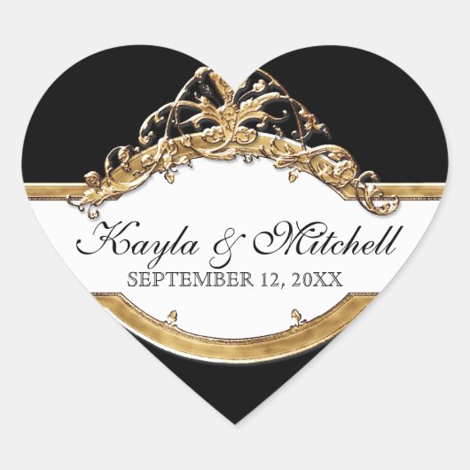 Cravate noire Elégance 2, Sticker à couplage d'or (Devant)