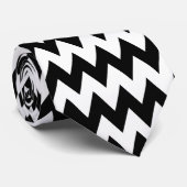 Cravate noire et blanche classique de zigzag (Roulé)