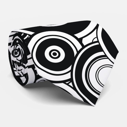 Cravate noire et blanche de cercles (Roulé)