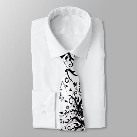 Cravate noire et blanche de fusion - (Attaché)