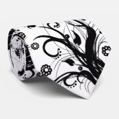 Cravate noire et blanche de fusion - (Roulé)