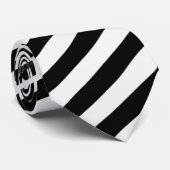 Cravate noire et blanche diagonale de rayures (Roulé)