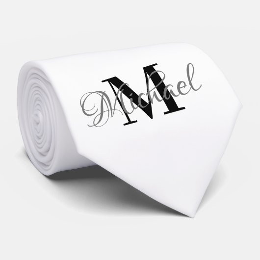 Cravate noire et blanche monogramme (Roulé)