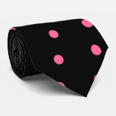 Cravate noire et rose de point de polka (Roulé)