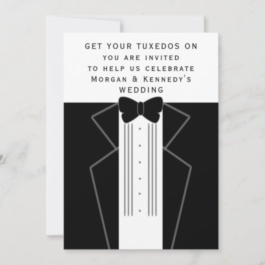 Cravate noire Faire-part de mariage Tuxedo (Devant)