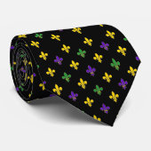 Cravate noire Fleur de Lis Mardi Gras (Roulé)