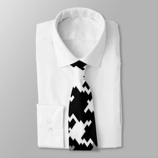 Cravate Noire Gris Et Blanc Plaid (Attaché)