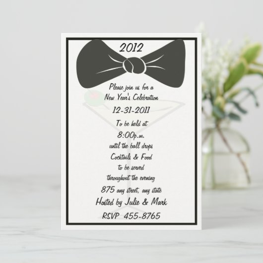 Cravate noire Invitation du Nouvel An (Debout devant)