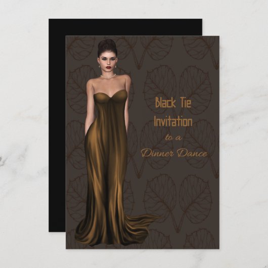 Cravate noire Invitation pour la danse et le dîner (Devant / Derrière)