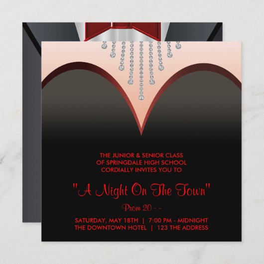 Cravate noire - Invitations formelles du bal (Devant / Derrière)