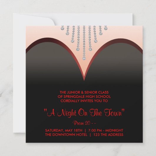 Cravate noire - Invitations formelles du bal (Devant)