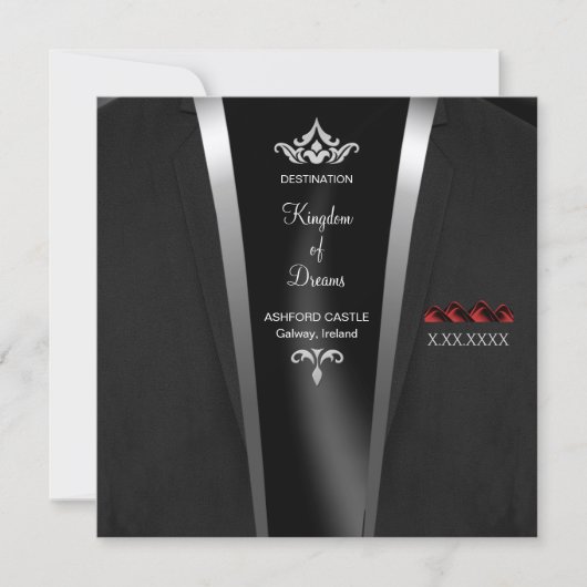 Cravate noire Luxe Destination Invitation (Devant)