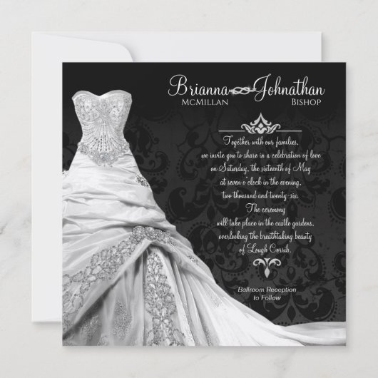 Cravate noire Luxe Destination Invitation (Dos)