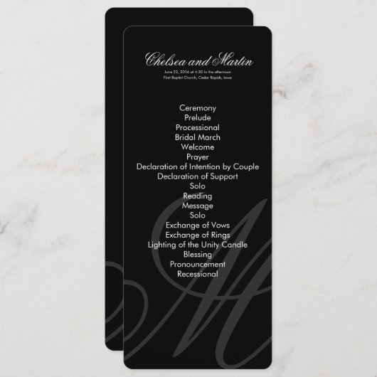 Cravate noire | Noir Blanc | Programme (Devant / Derrière)