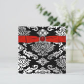 Cravate noire rouge Black Damask Party Invitation (Debout devant)