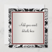 Cravate noire rouge Black Damask Party Invitation (Dos)