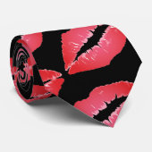 Cravate noire Rouge Voluptueux Grandes lèvres ROUG (Roulé)