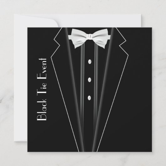 Cravate noire Tuxedo Invitation officielle (Devant)