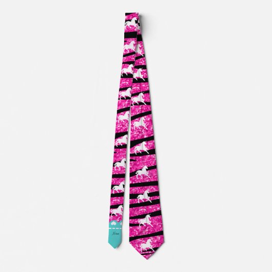 Cravate Nom blanc licorne rose chaud parties scintillant z (Dos)