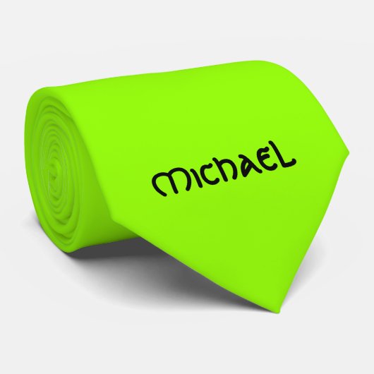 Cravate Nom celtique vert fluorescent néon vibrant (Roulé)