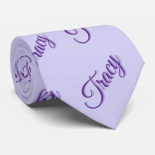 Cravate Nom de fille Tracy en violet, (Roulé)