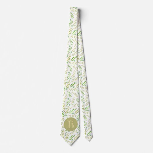 Cravate Nom du monogramme personnalisé Nature Fern Motif f (Devant)