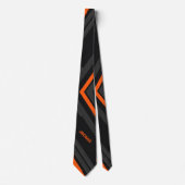 Cravate Nom Géométrique Moderne Noir Orange (Devant)