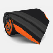 Cravate Nom Géométrique Moderne Noir Orange (Roulé)