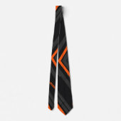 Cravate Nom Géométrique Moderne Noir Orange (Dos)