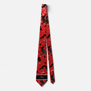 Cravate Nom neon rouge parties scintillant lutte coeurs ar
