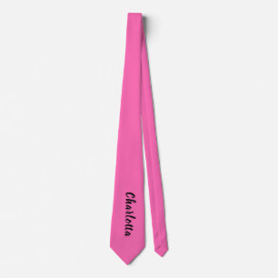 Cravate Nom noir moderne   Couleur rose chaude néon