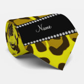 Cravate Nom personnalisé jaune léopard motif (Roulé)