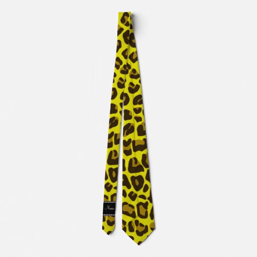 Cravate Nom personnalisé jaune léopard motif (Dos)