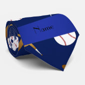 Cravate Nom personnalisé marine bleu baseball (Roulé)