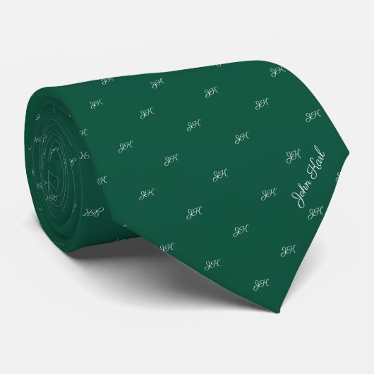 Cravate Nom personnalisé vert Quote de monogramme (Roulé)