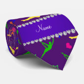 Cravate Nom violet arc-en-ciel gymnastique coeurs étoiles (Roulé)
