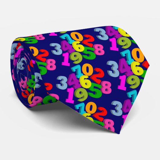Cravate nombres mathématiques en bleu (Roulé)