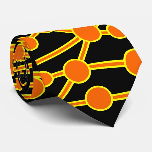 Cravate Nombreuses routes II orange et jaune sur noir (Roulé)