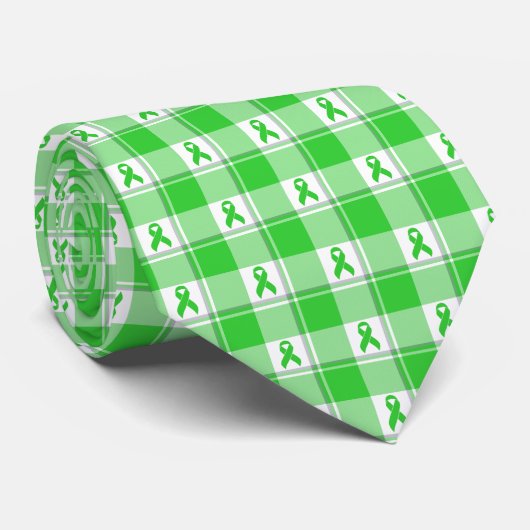 Cravate Non-Hodgkin's Lymphoma Awareness Plaid Green (Roulé)