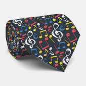 Cravate Note de musique multicolore colorée (Roulé)