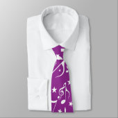 Cravate Notes de musique blanches sur fond violet (Attaché)