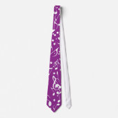 Cravate Notes de musique blanches sur fond violet (Devant)