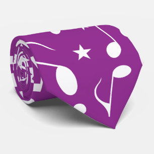 Cravate Notes de musique blanches sur fond violet